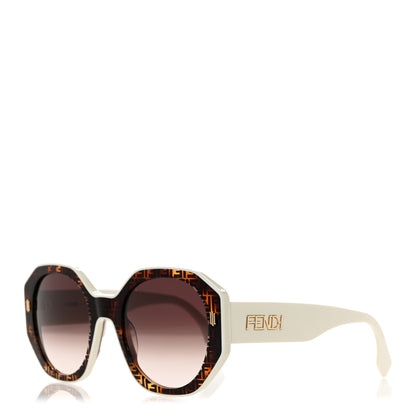 Fendi Acetate Hexagonal Fendi Bold Sunglasses FE40045I Havana White 1 of 7