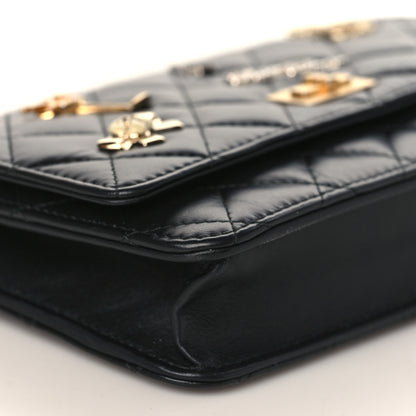Chanel Aged Calfskin Quilted Lucky Charms 2.55 Reissue Wallet On Chain WOC Black 8 of 9