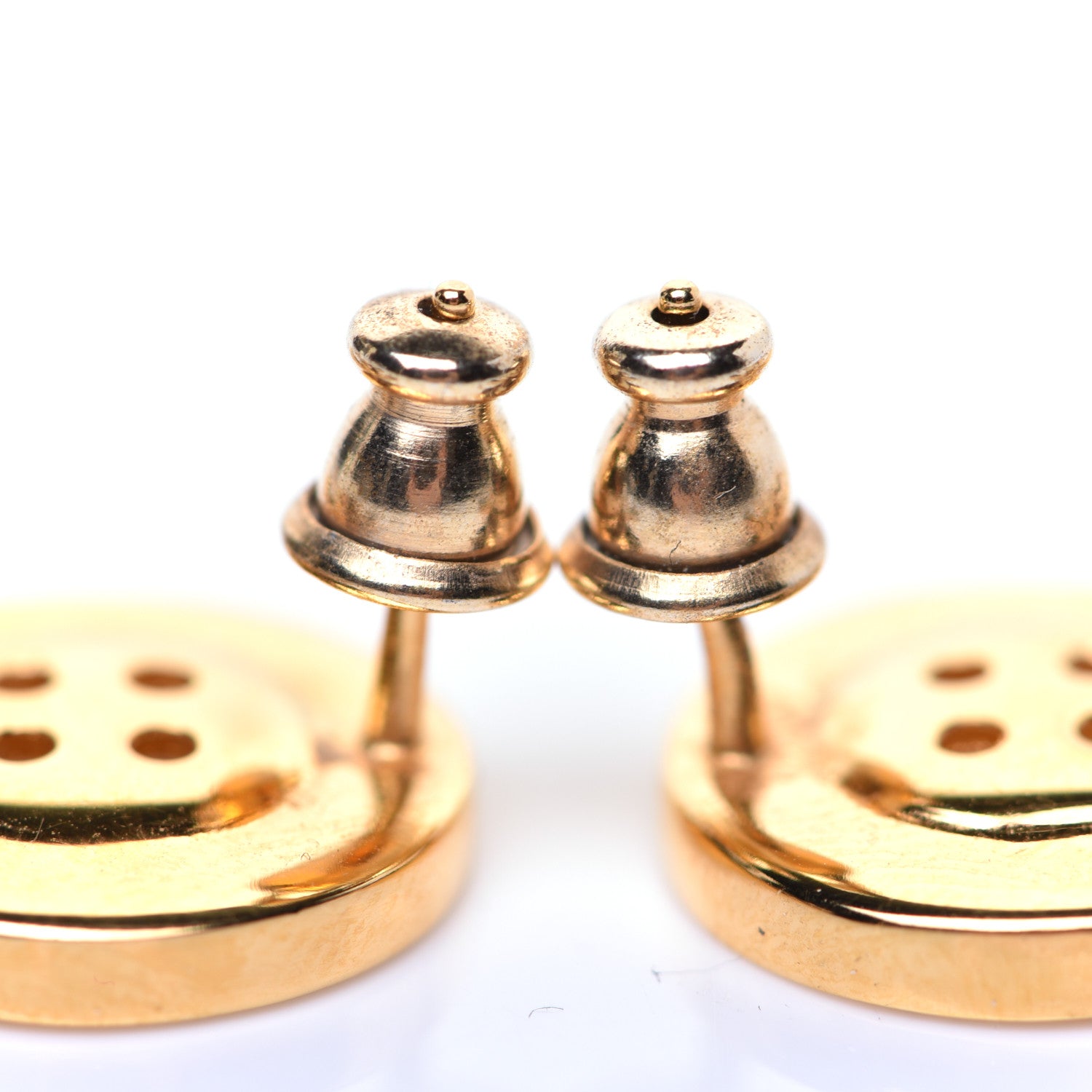 Chanel Metal Large Paris Button Earrings Gold 3 of 5
