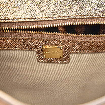 Dolce & Gabbana Metallic Dauphine Medium Miss Sicily Satchel Gold 5 of 11