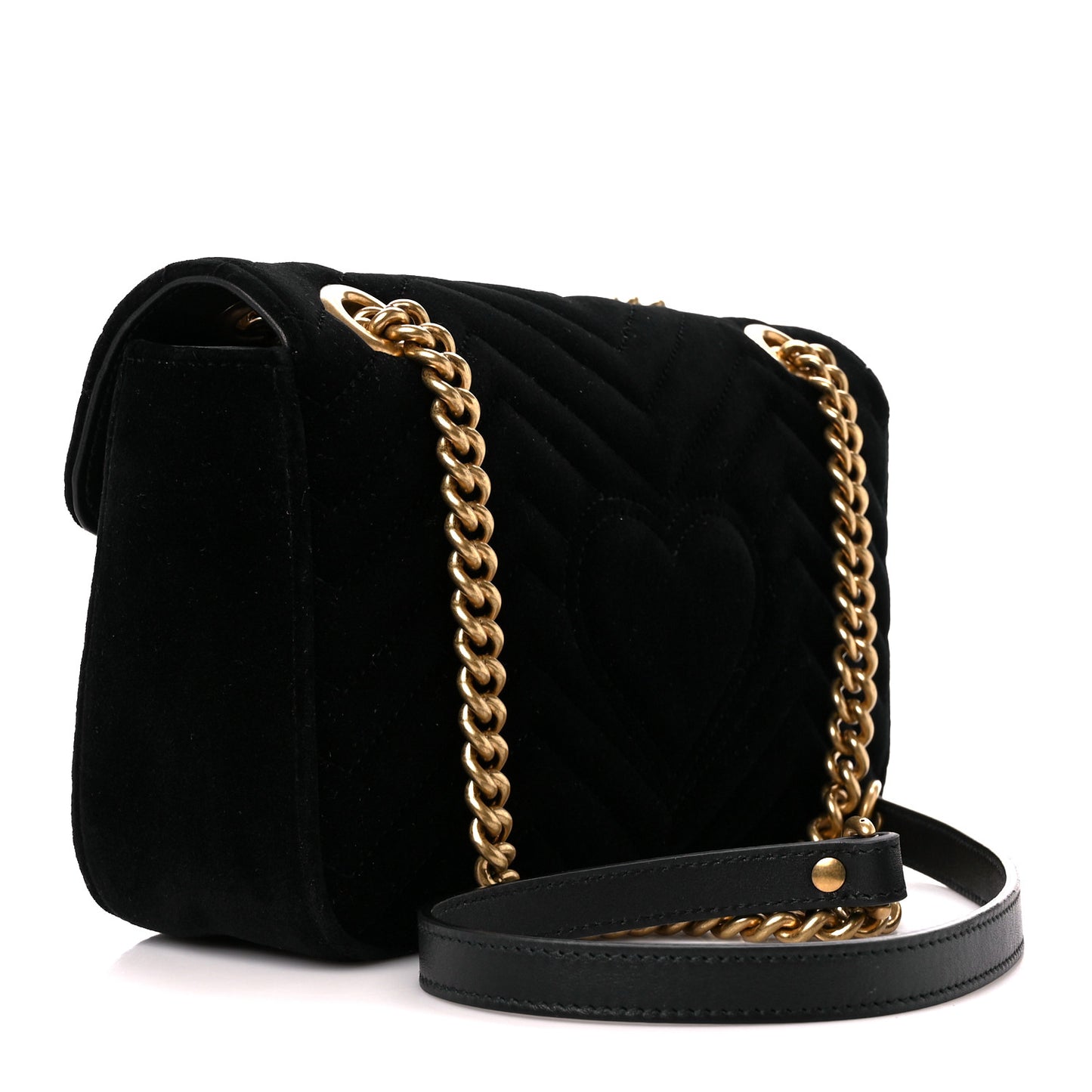 Velvet Matelasse Small GG Marmont Shoulder Bag Black