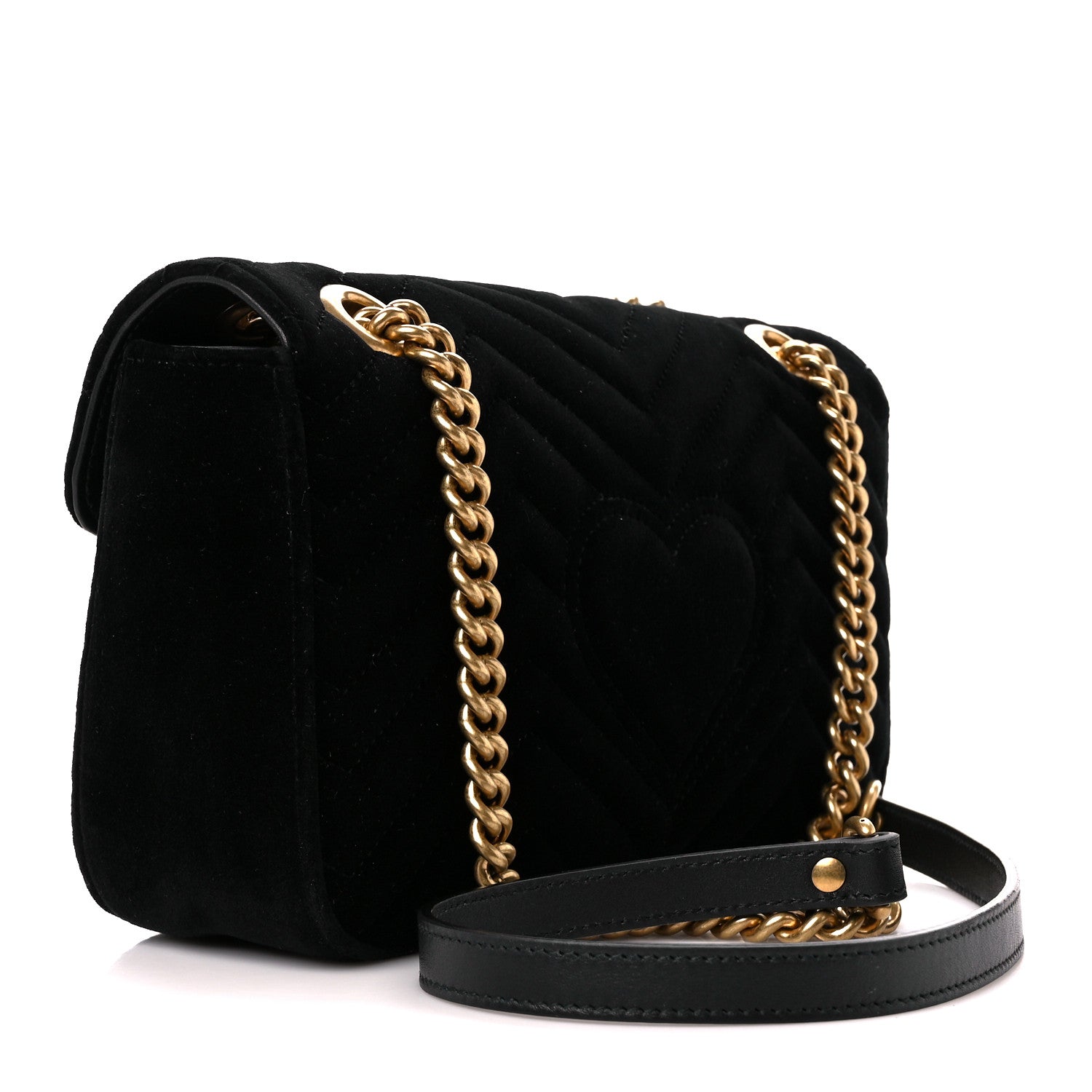 Gucci Velvet Matelasse Small GG Marmont Shoulder Bag Black 3 of 11