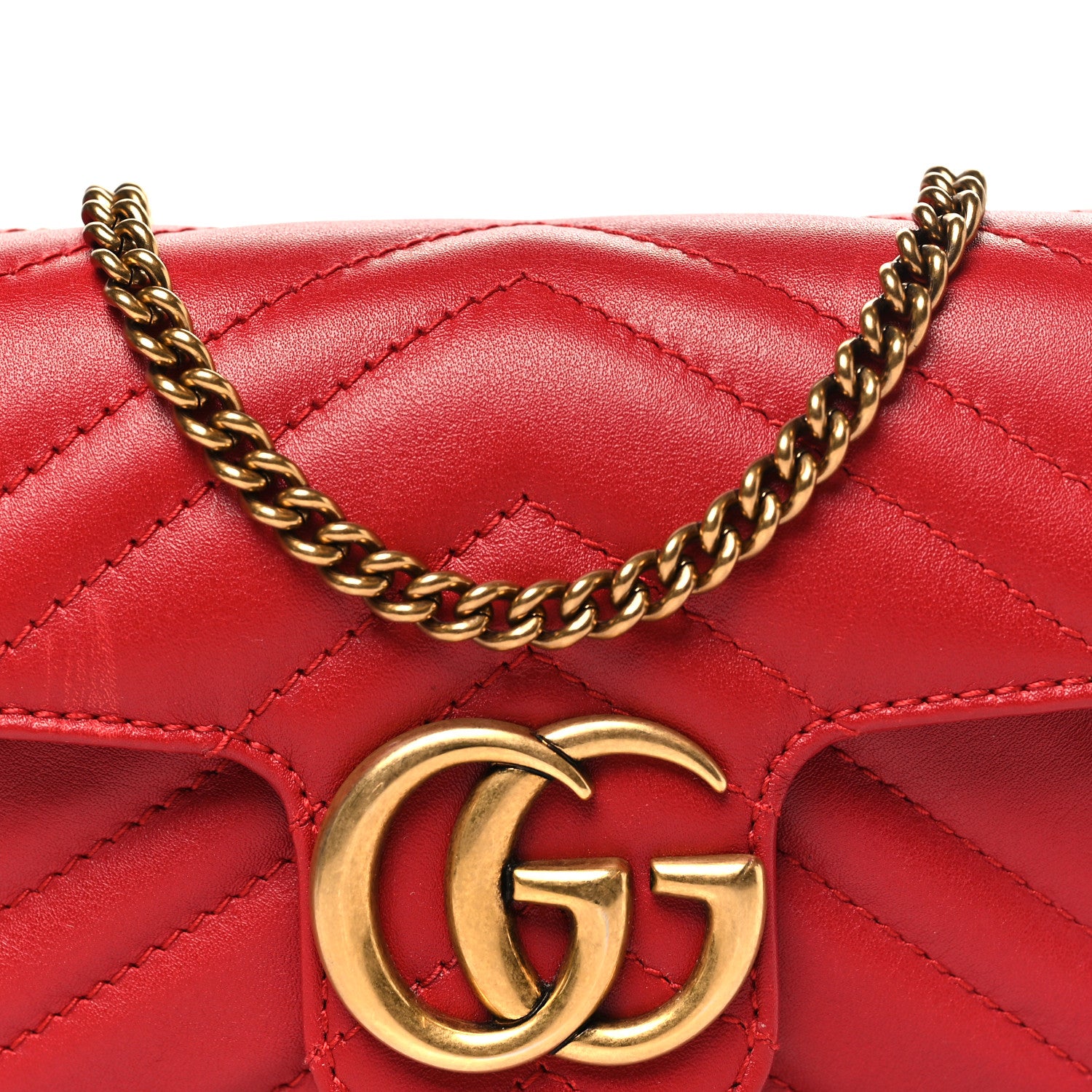 Gucci Calfskin Matelasse Super Mini GG Marmont Shoulder Bag Hibiscus Red 8 of 11