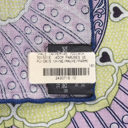 Hermes Cashmere Silk Parures De Samourais Shawl 140 Gris Chine Mauve Parme 4 of 6