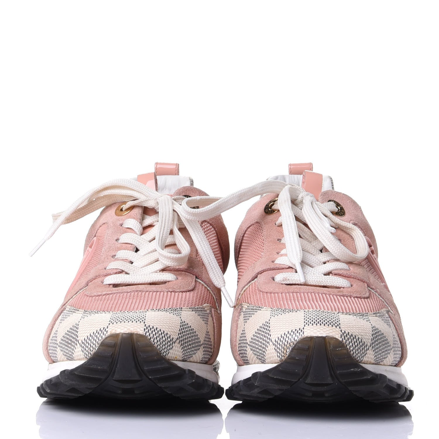 Louis Vuitton Suede Damier Azur Run Away Sneakers 37 Pink 2 of 10