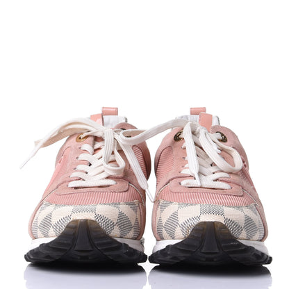 Louis Vuitton Suede Damier Azur Run Away Sneakers 37 Pink 2 of 10