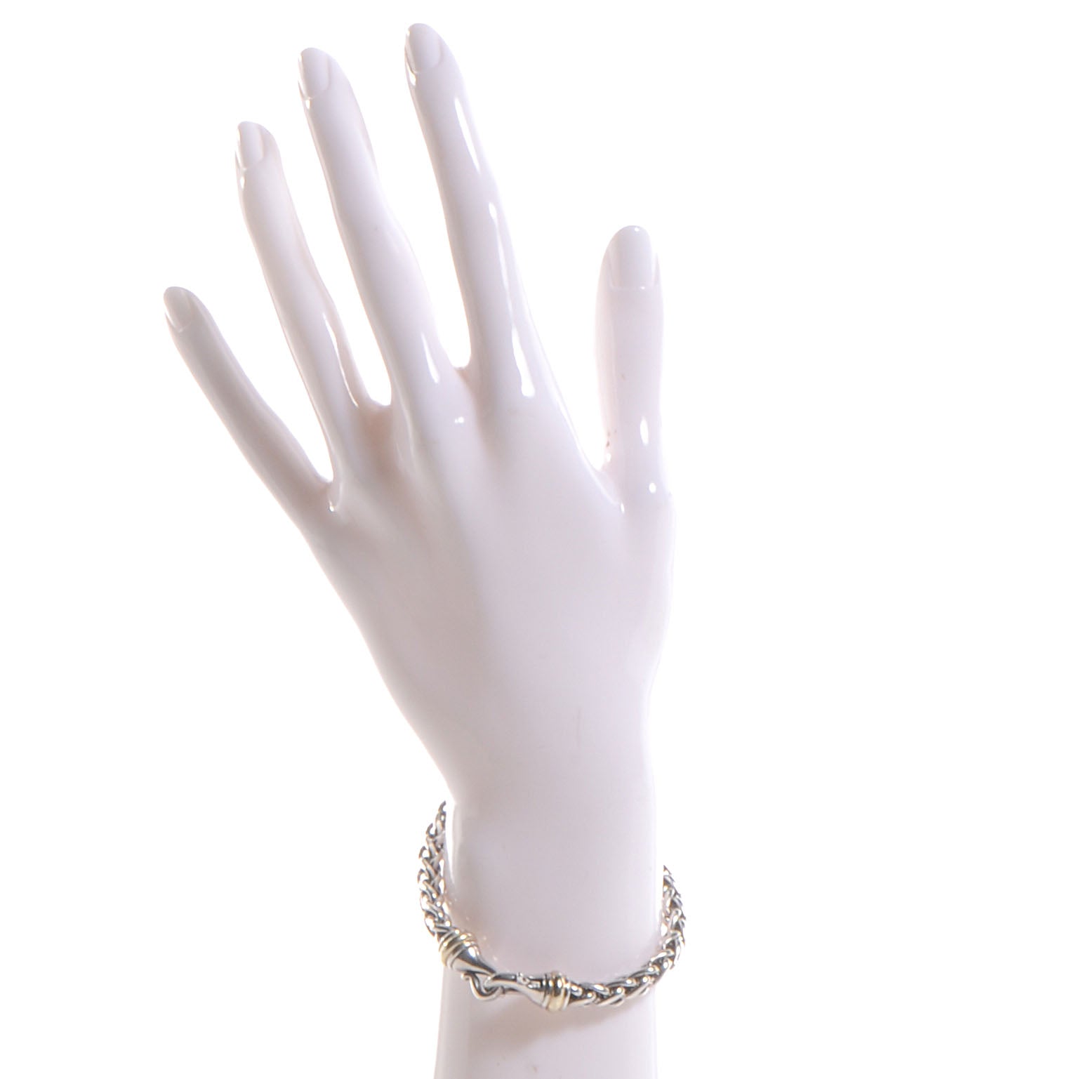 David Yurman Sterling Silver 14K Yellow Gold 6mm Wheat Chain Bracelet 2 of 5