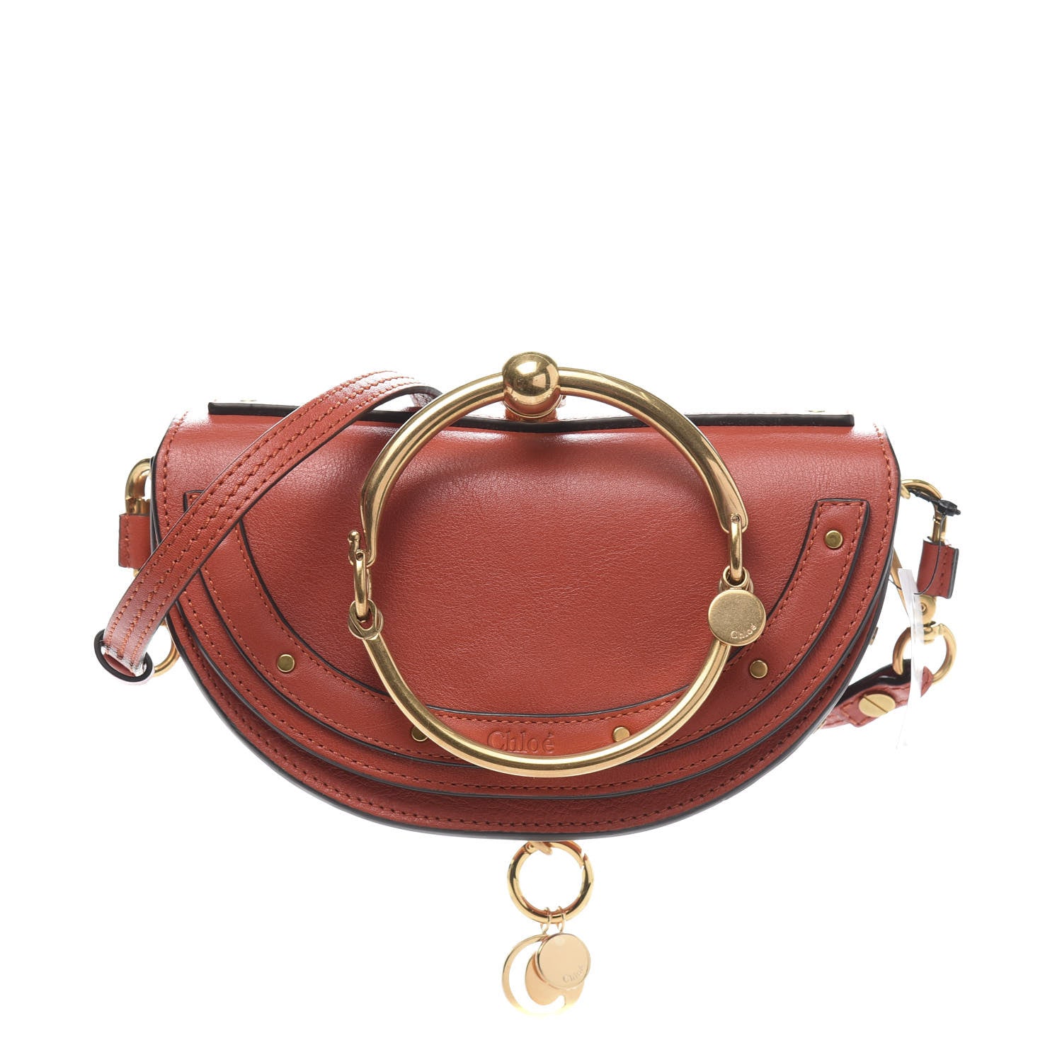 Chloe Calfskin Small Nile Bracelet Minaudiere Bag Earthy Red 1 of 9
