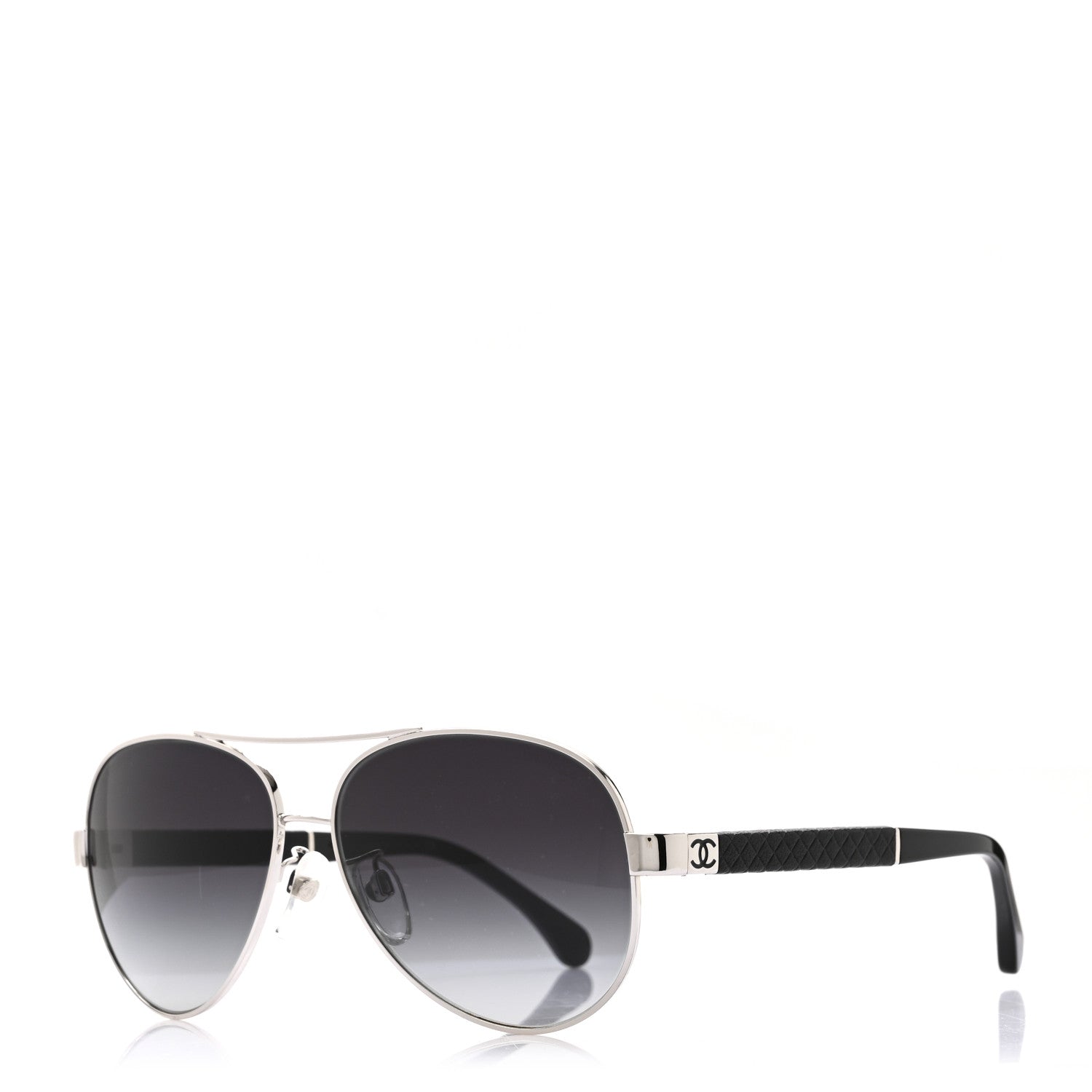 Chanel Lambskin Quilted CC 4195-Q Sunglasses Silver 1 of 6