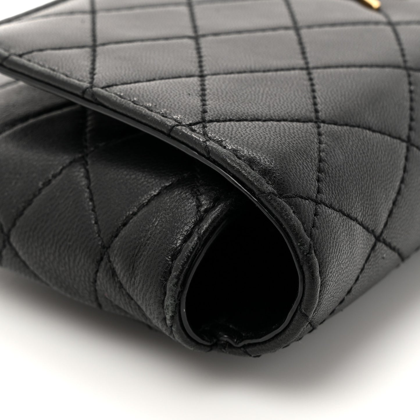 Lambskin Quilted Gaby Phone Holder Crossbody Bag Black
