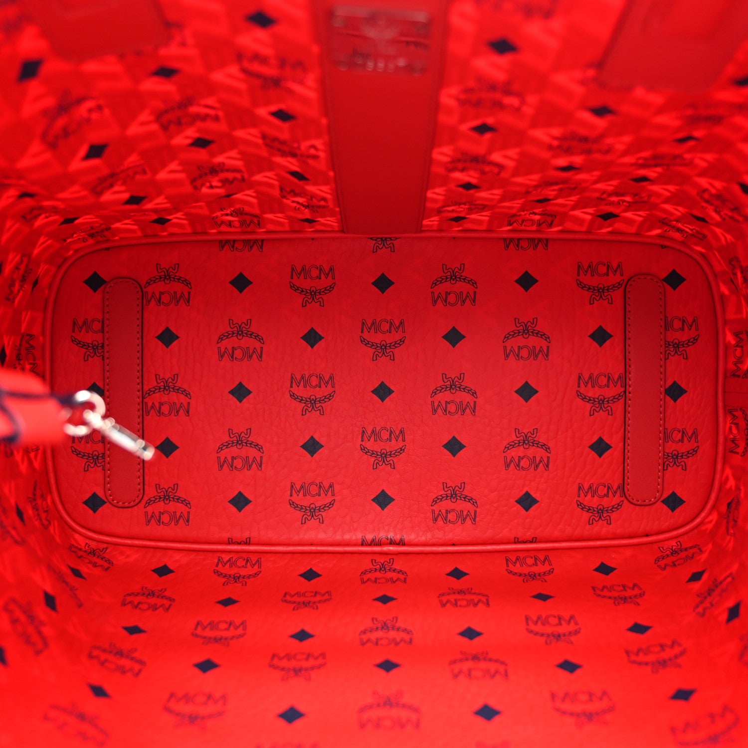 MCM Visetos Medium Liz Reversible Shopper Tote Candy Red 1838766