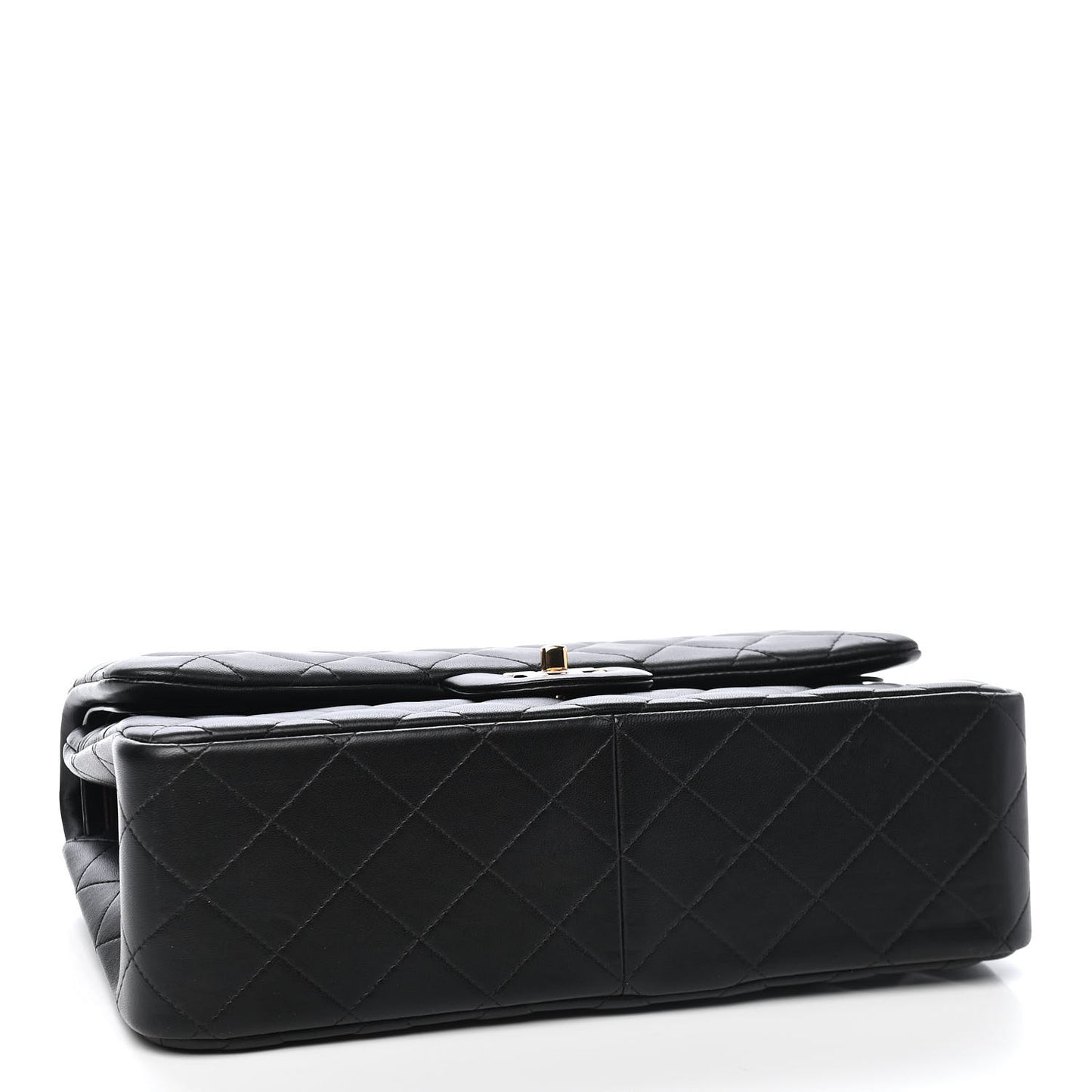 Lambskin Quilted Jumbo Double Flap Black
