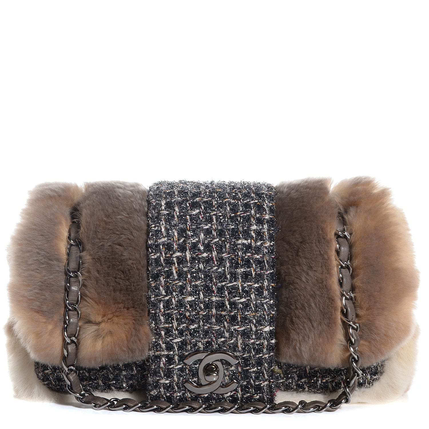 Chanel Rabbit Fur Fantasy Tweed Small Flap 1 of 9