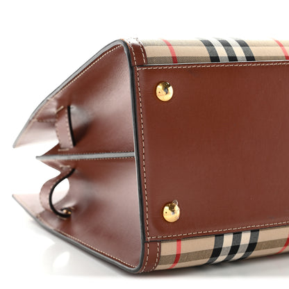Burberry Calfskin Vintage Check Two Handle Title Bag Archive Beige 8 of 10
