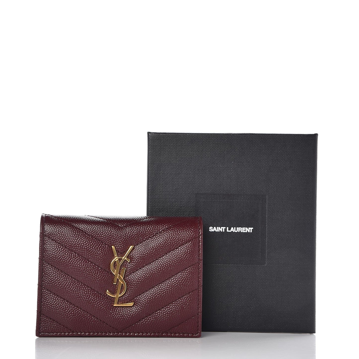 Grain De Poudre Matelasse Chevron Monogram Card Case Bordeaux