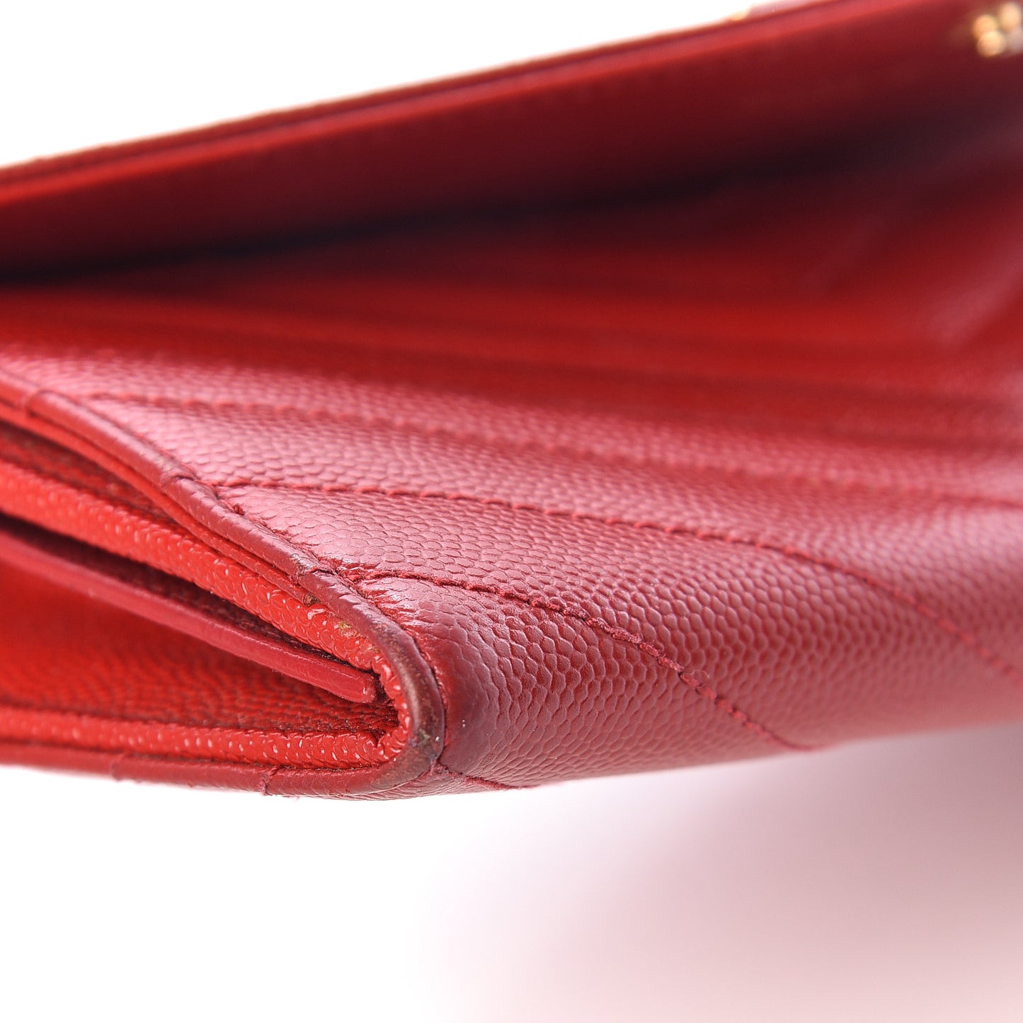 Grain De Poudre Matelasse Chevron Monogram Flap Wallet Red