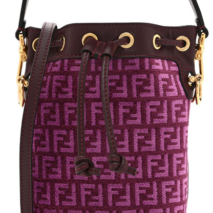 Fendi Chenille Vitello F is Fendi Micro FF Mini Mon Tresor Bucket Bag Rosso Roma 9 of 11