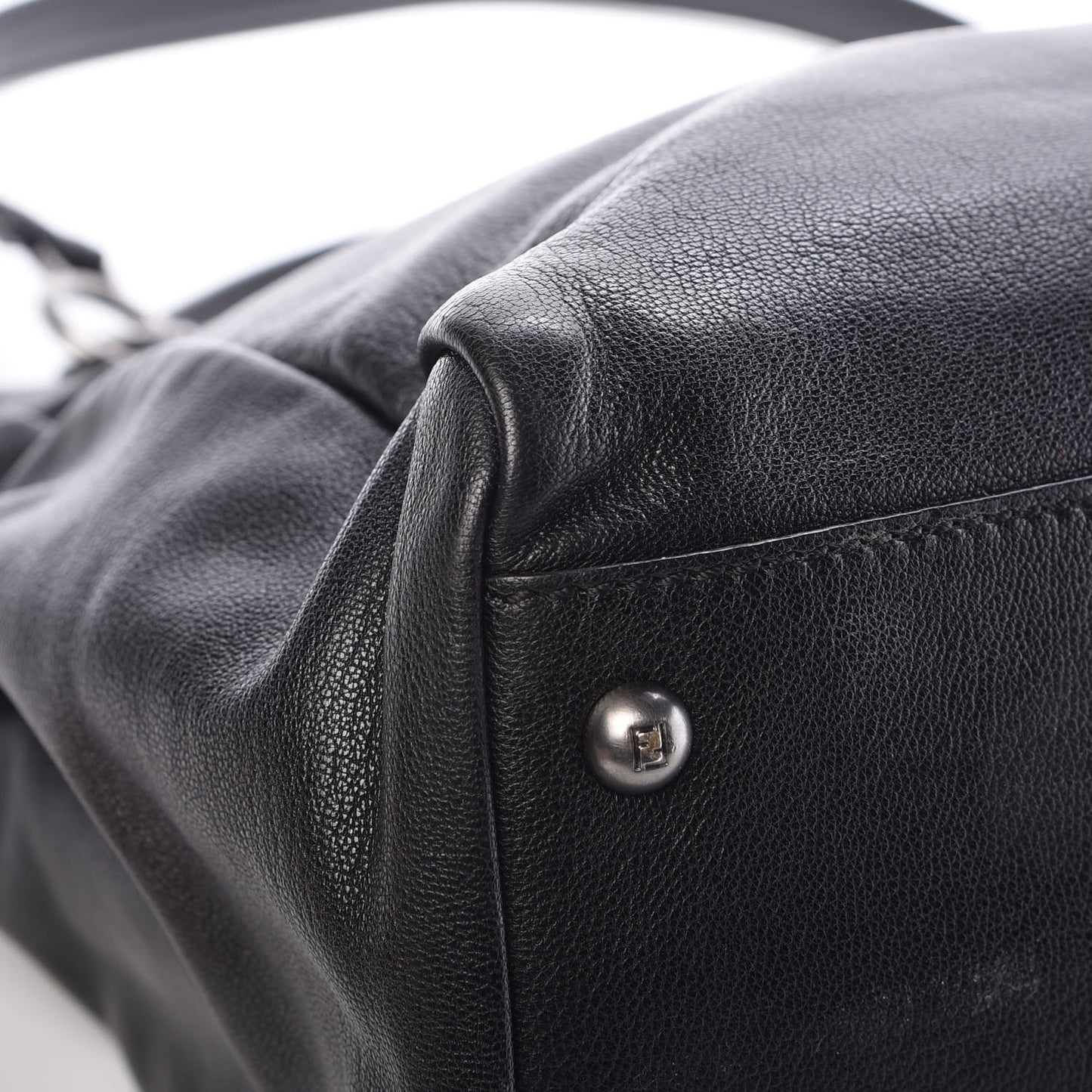Goatskin Large Peekaboo Iconic Satchel Black Lampone
