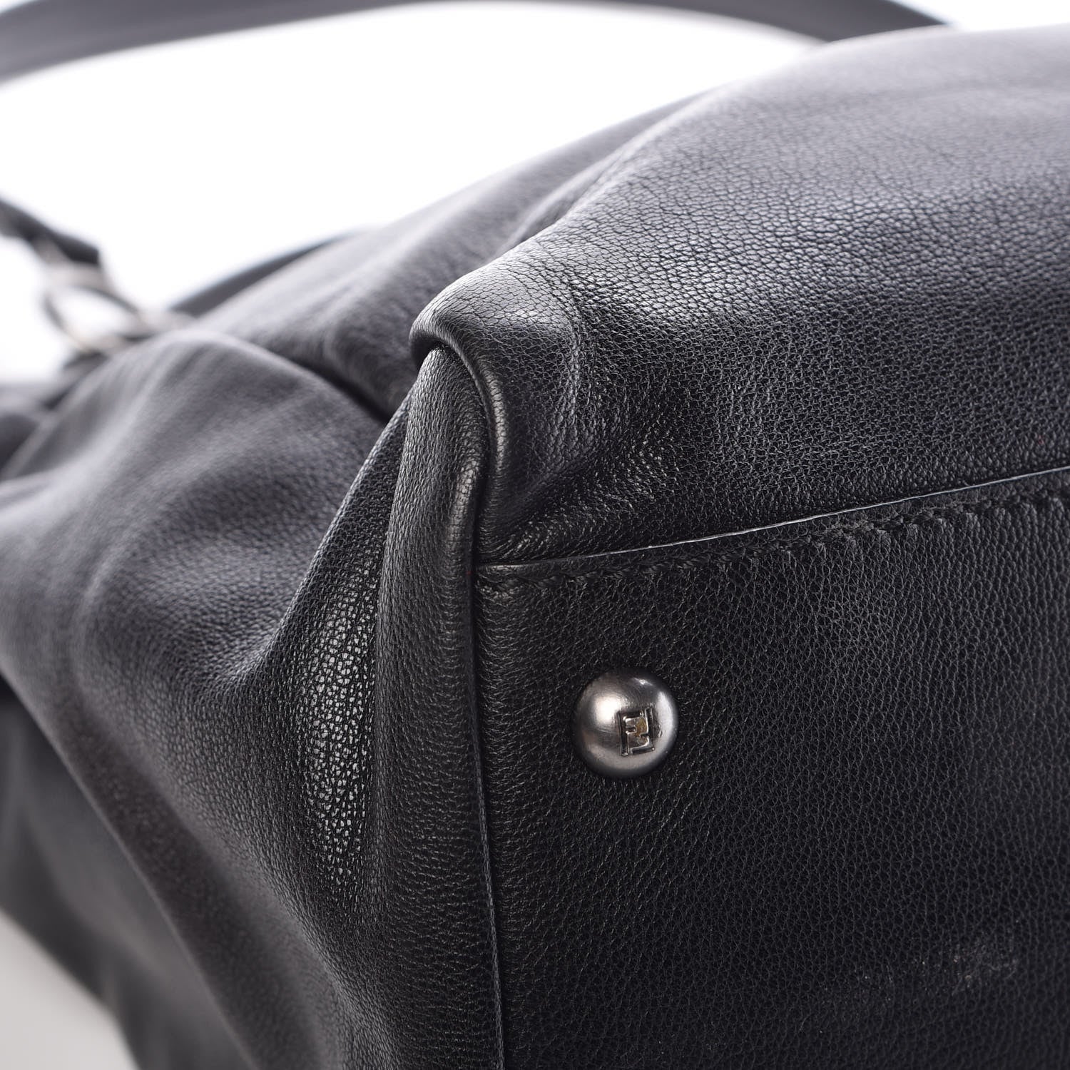 Fendi Goatskin Large Peekaboo Iconic Satchel Black Lampone 20 of 25