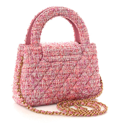 Chanel Tweed Quilted Nano Kelly Shopper Pink 2 of 9