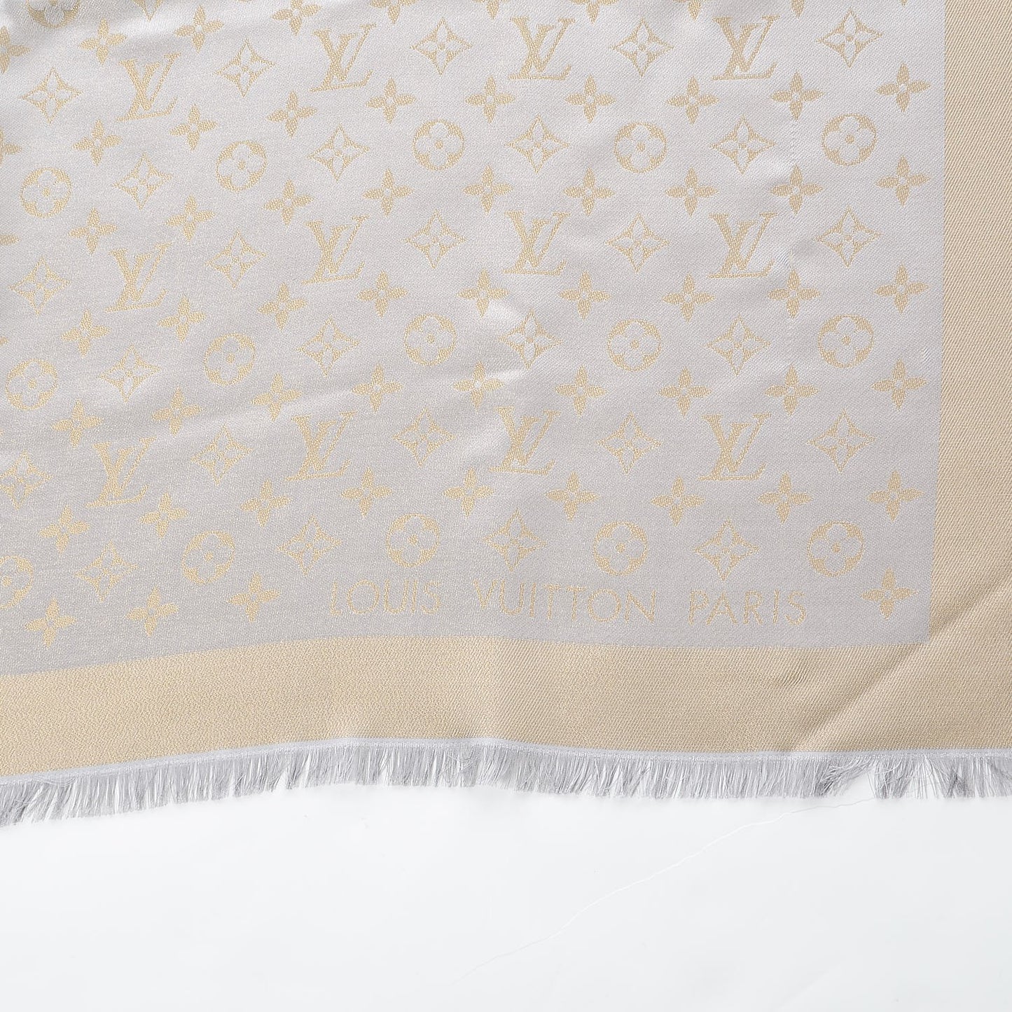 Silk Lurex Wool Monogram Shine Shawl Charcoal Greige