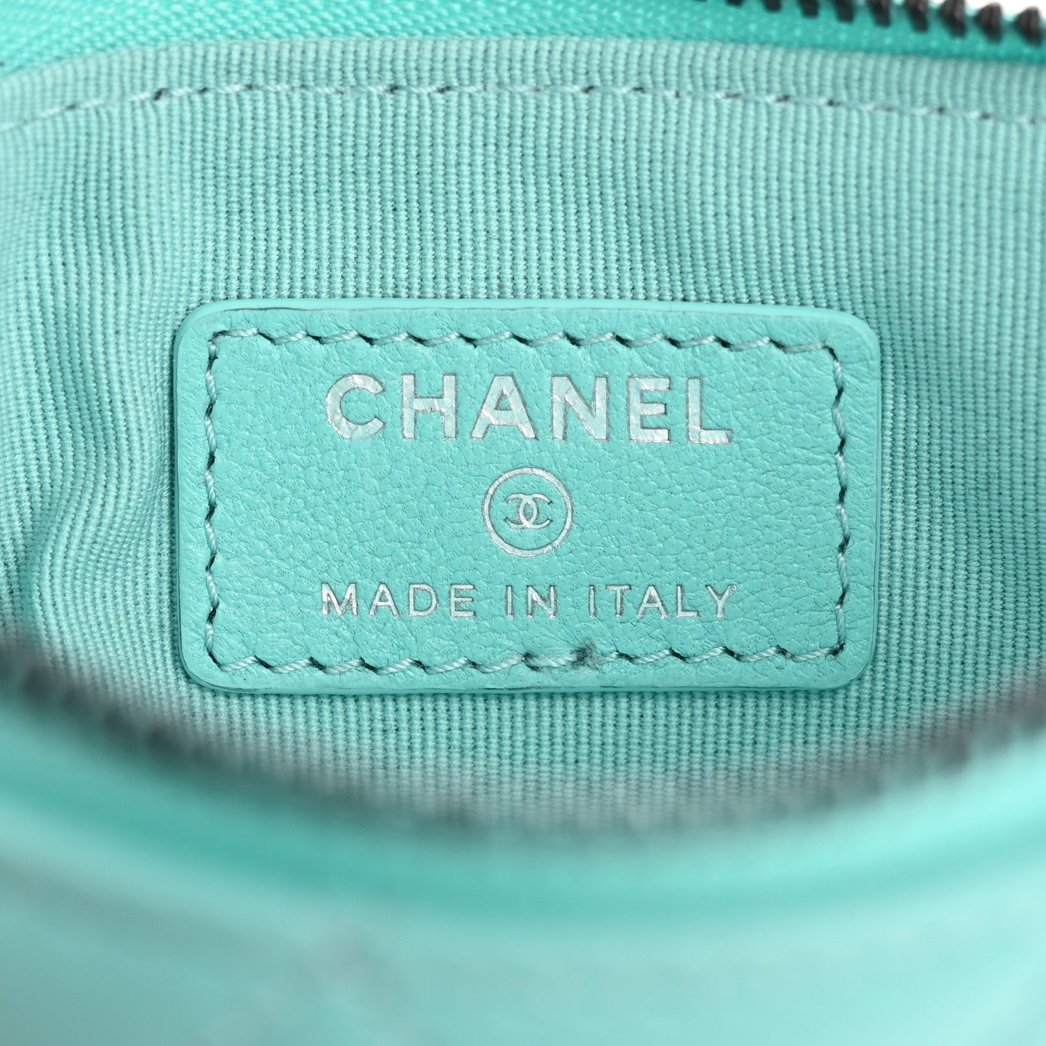 Chanel Lambskin Quilted Small Cosmetic Case Turquoise 6 of 7