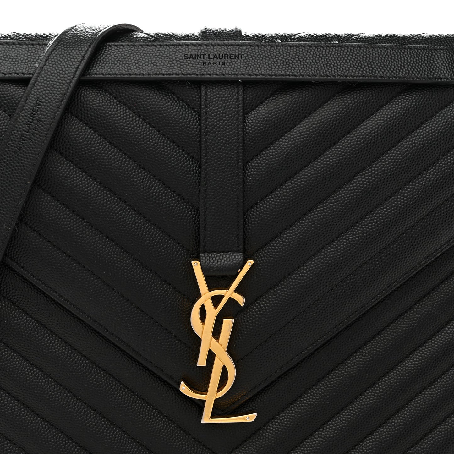 Grain De Poudre Matelasse Chevron Large Monogram Satchel Black