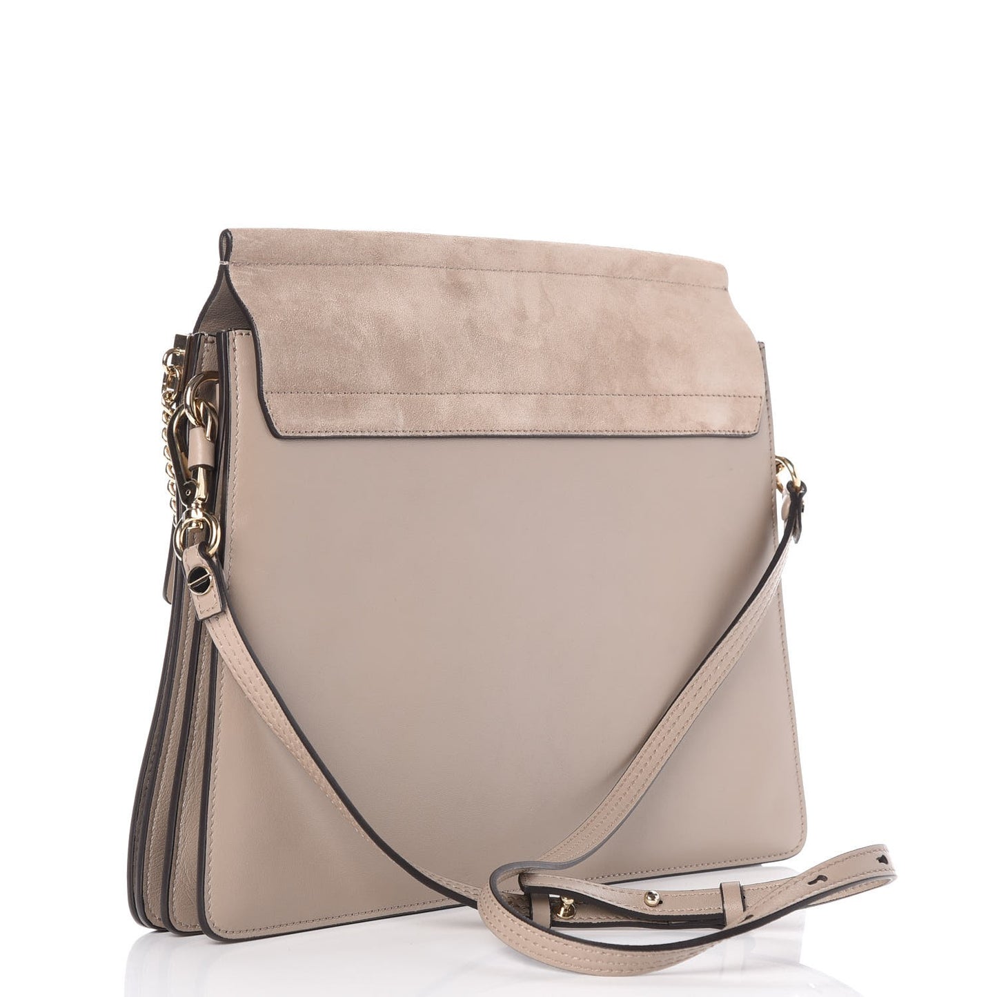 Calfskin Suede Medium Faye Shoulder Bag Motty Grey