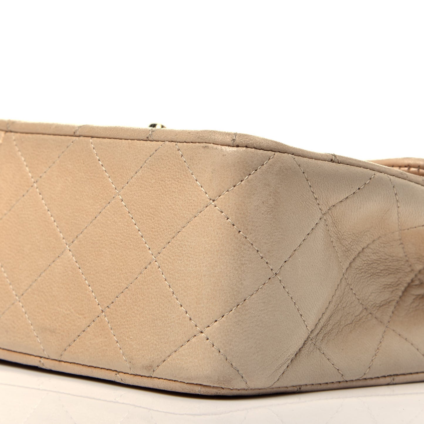 Lambskin Quilted Mini Square Flap Beige