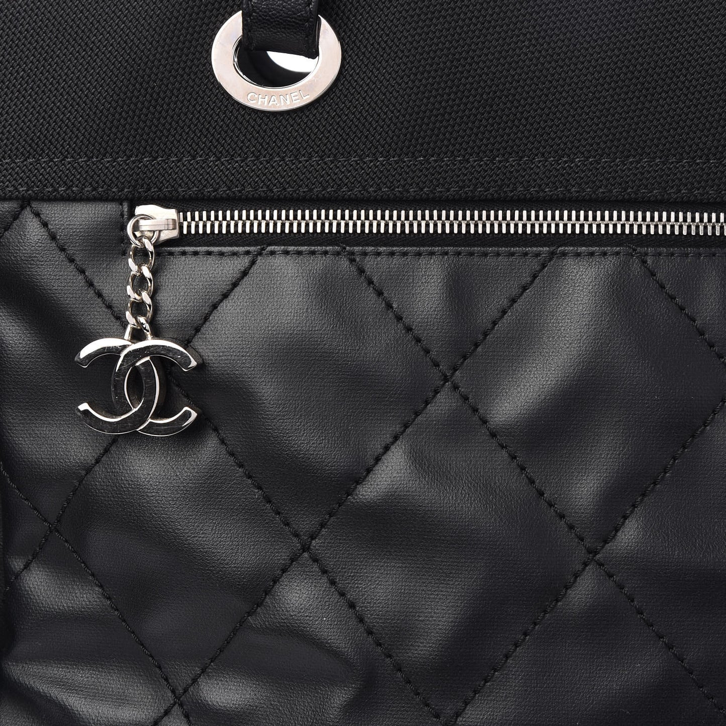 Coated Canvas Quilted Large Paris Biarritz Tote Black