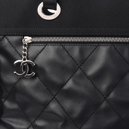 Chanel Coated Canvas Quilted Large Paris Biarritz Tote Black 9 of 10