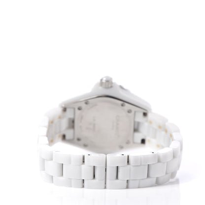 Chanel Stainless Steel Ceramic Diamond 33mm J12 Quartz Watch White 4 of 6
