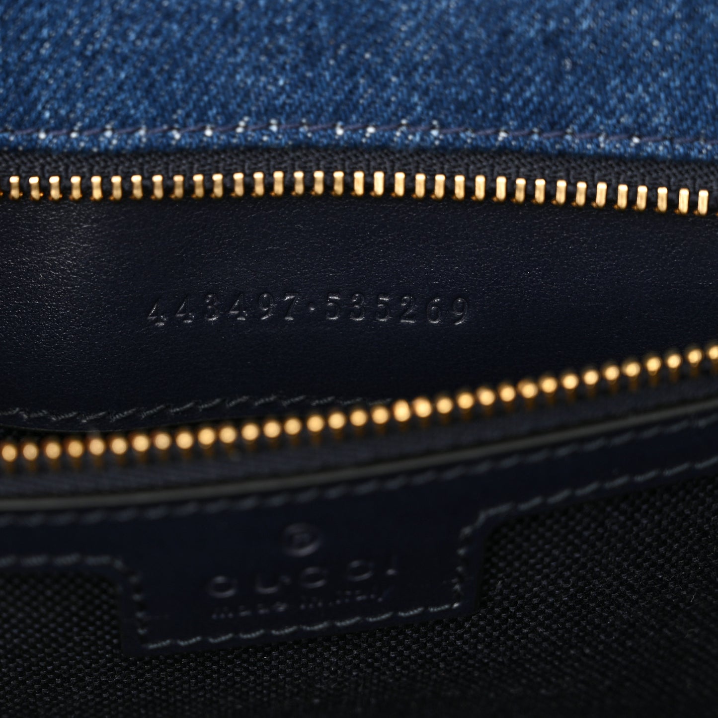 Denim Crystal Applique Small GG Marmont Shoulder Bag Blue