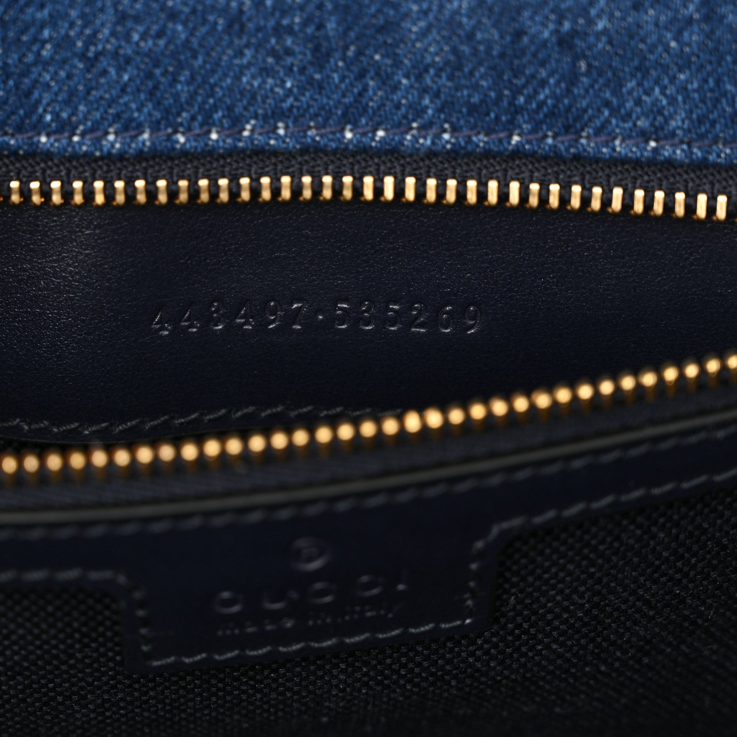 Gucci Denim Crystal Applique Small GG Marmont Shoulder Bag Blue 6 of 10