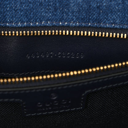 Gucci Denim Crystal Applique Small GG Marmont Shoulder Bag Blue 6 of 10