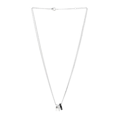 Cartier 18K White Gold Ceramic Diamond Three Ring LOVE Necklace 3 of 5