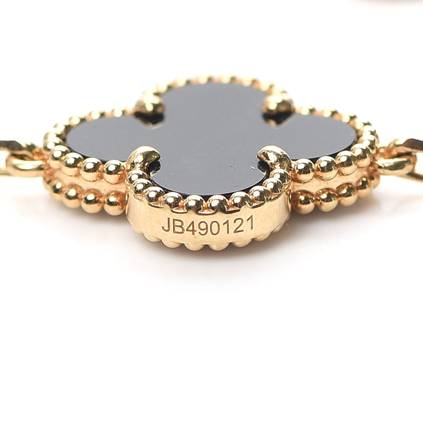 18K Yellow Gold Black Onyx 5 Motifs Vintage Alhambra Bracelet