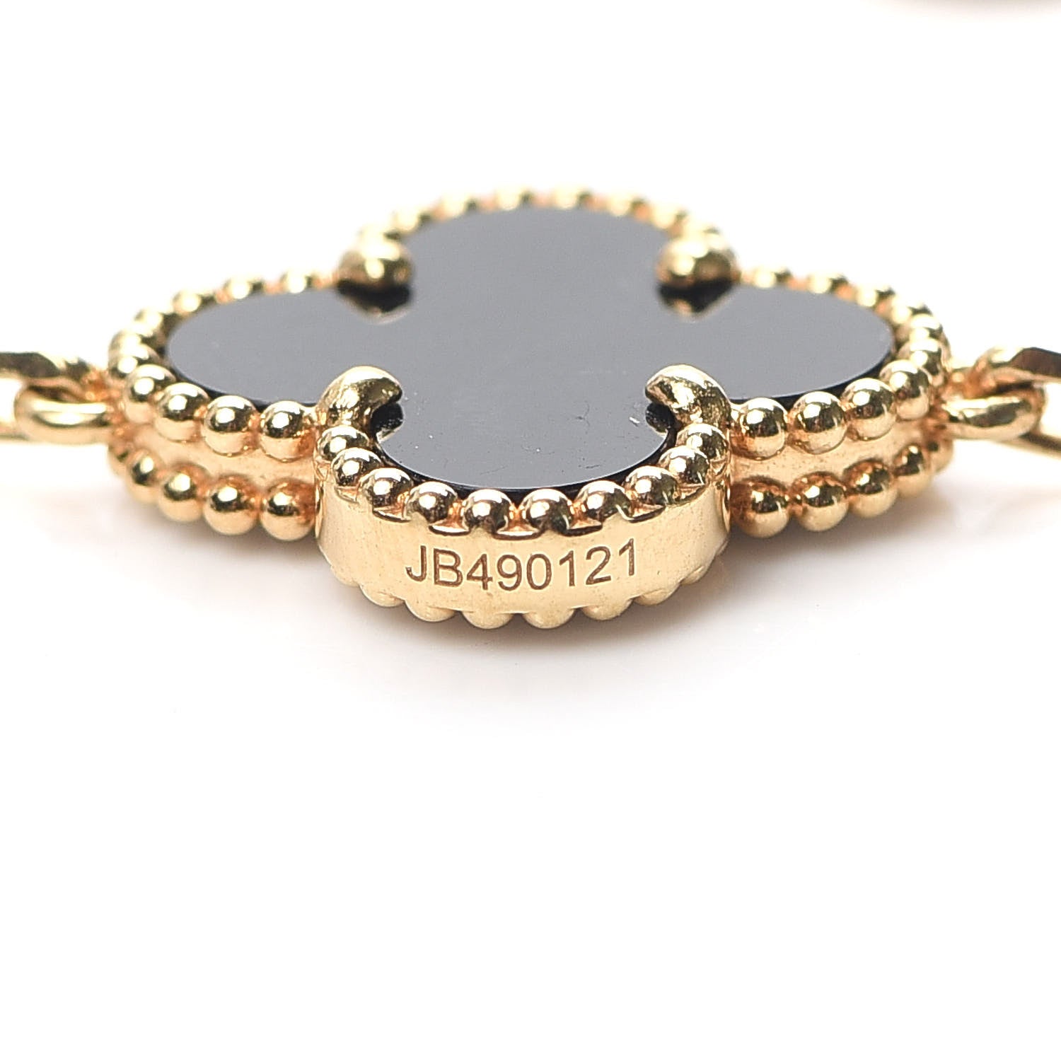 Van Cleef & Arpels 18K Yellow Gold Black Onyx 5 Motifs Vintage Alhambra Bracelet 5 of 8