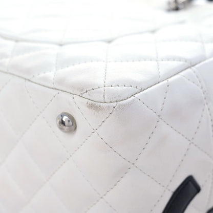 Chanel Calfskin Quilted Large Cambon Bowler White Black 8 of 24