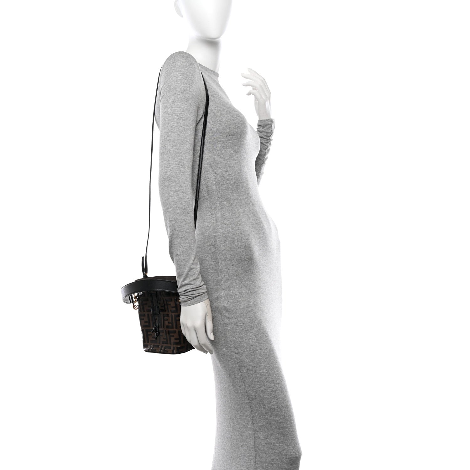 Fendi Vitello Liberty F is Fendi Bi-Color FF 1974 Embossed Mini Mon Tresor Bucket Bag Maya Black 2 of 9