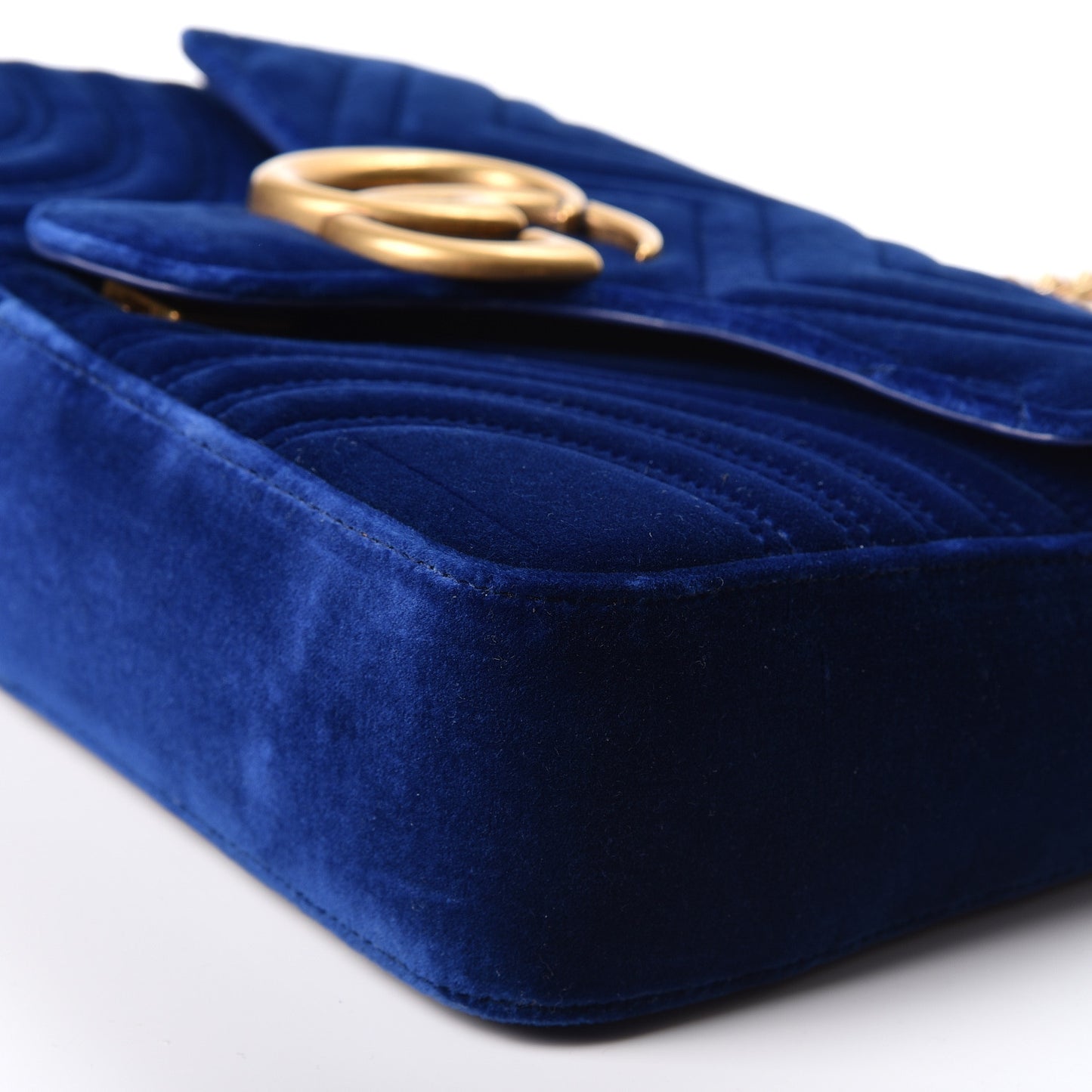 Velvet Matelasse Medium GG Marmont Shoulder Bag Cobalt Blue