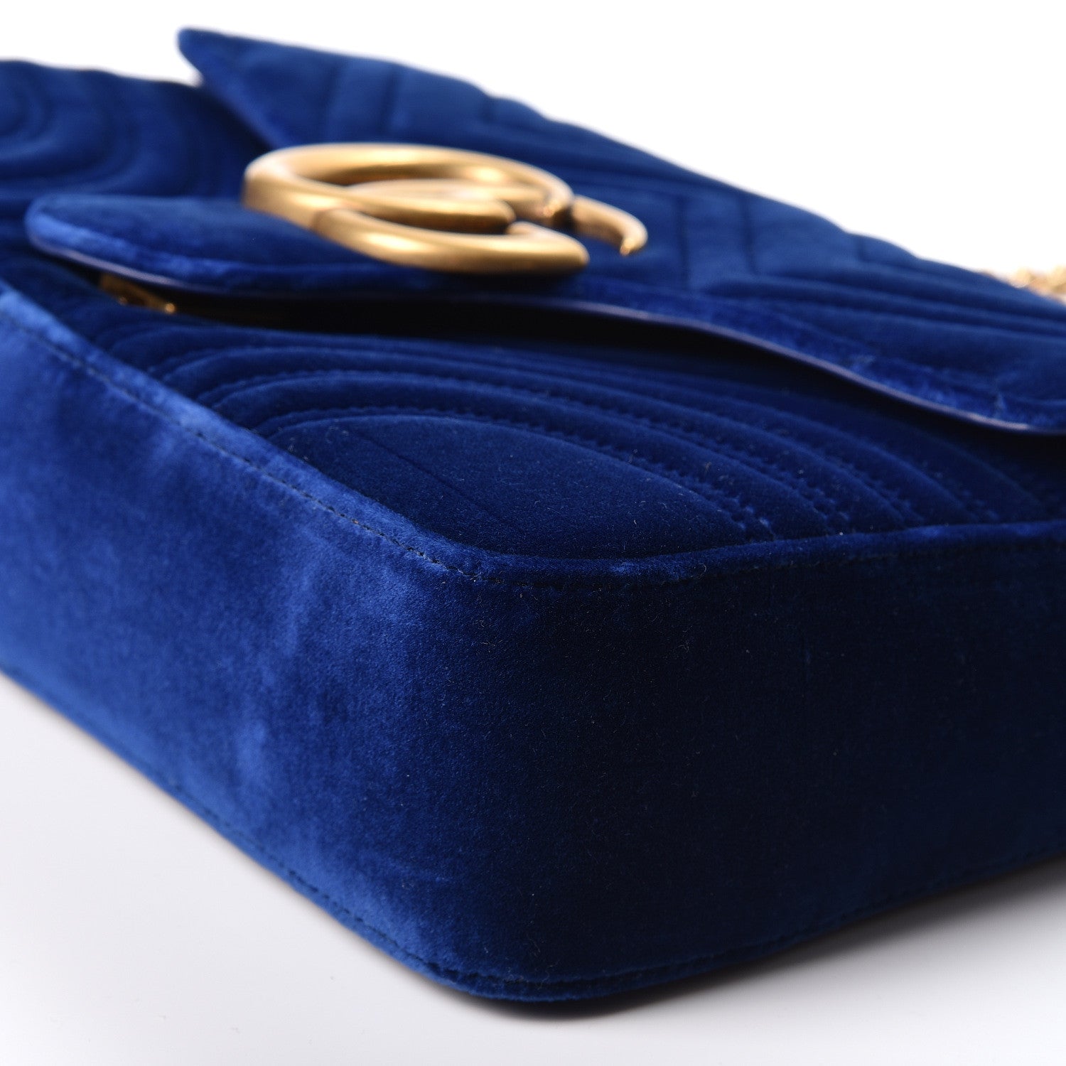 Gucci Velvet Matelasse Medium GG Marmont Shoulder Bag Cobalt Blue 9 of 9