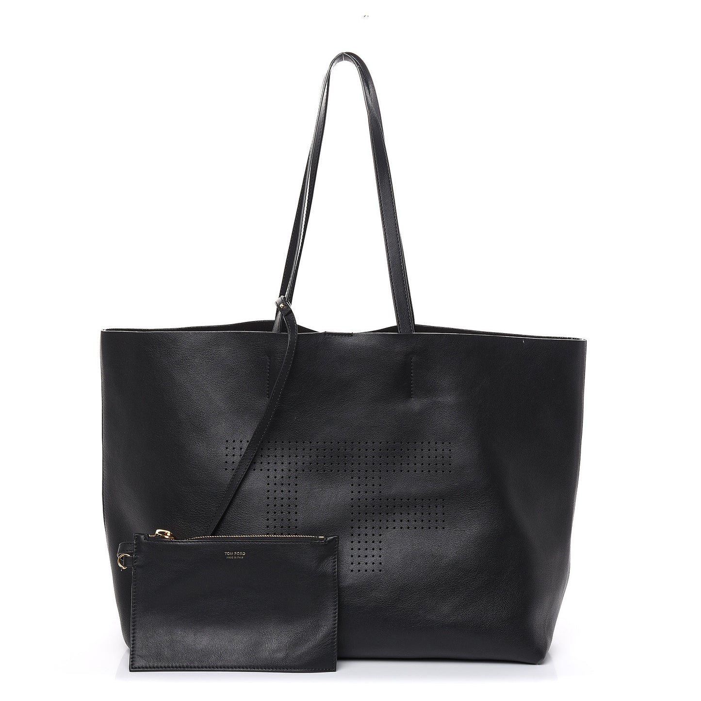 Calfskin Perforated Logo Tote Black