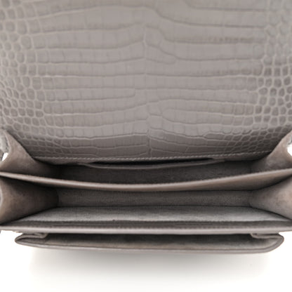 Saint Laurent Calfskin Crocodile Embossed Medium Monogram Sunset Fog 6 of 12