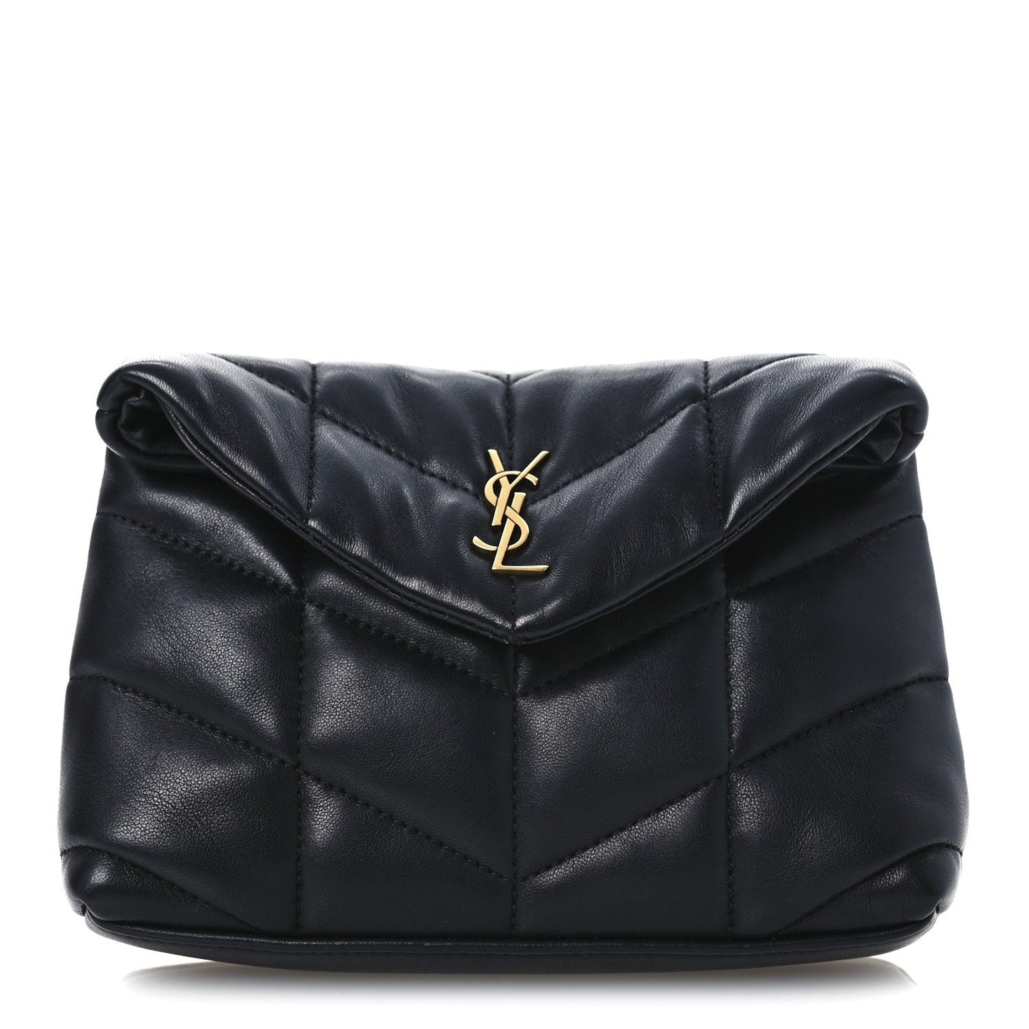 Lambskin Monogram Loulou Puffer Pouch Clutch Black