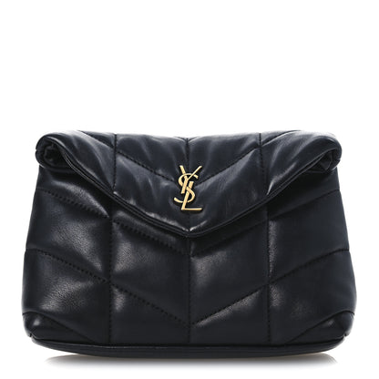 Saint Laurent Lambskin Monogram Loulou Puffer Pouch Clutch Black 1 of 13