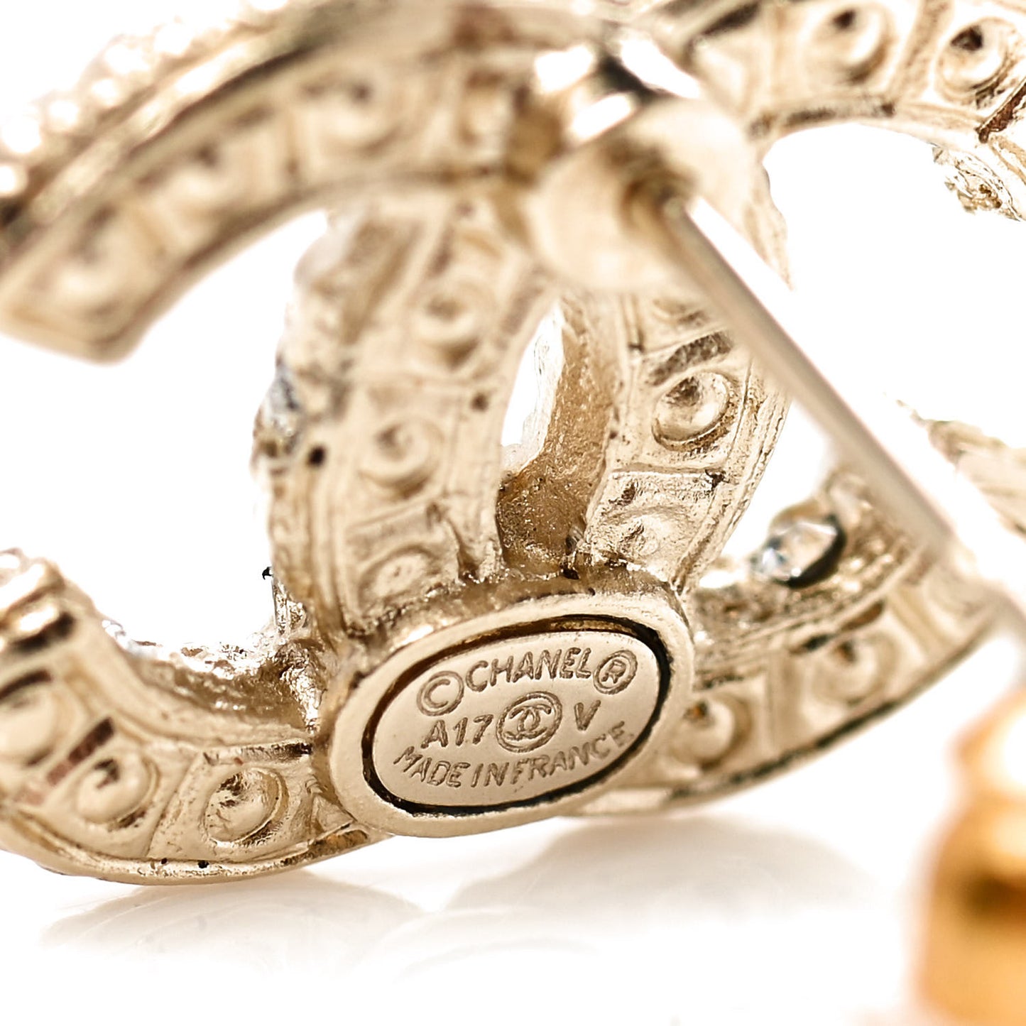 Pearl Crystal CC Earrings Light Gold