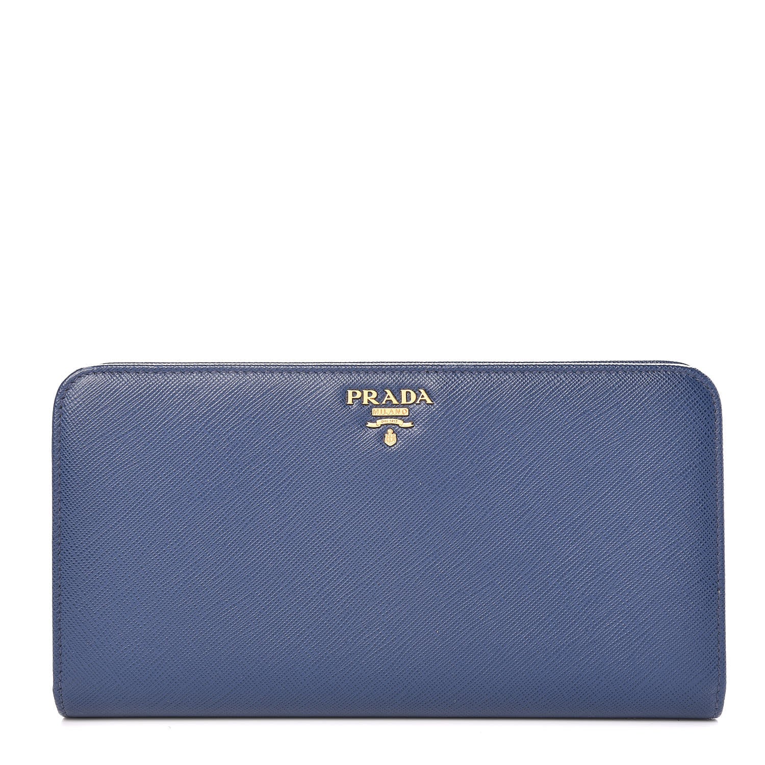 Prada Saffiano Metal Double Snap Travel Wallet Cobalto 1 of 7