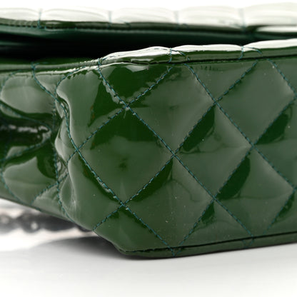 Chanel Patent Calfskin Quilted Medium Double Flap Green 10 of 19