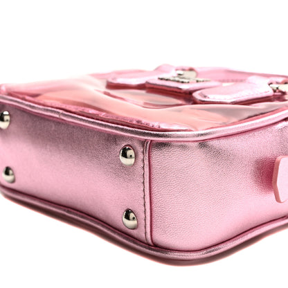 Miu Miu Metallic Nappa Plexi Vinyl Mini Top Handle Crossbody Rosa Mordore 9 of 9
